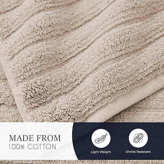 Pack of 2 Jumbo Ribbed Bath Sheet Bathroom Large Bath Towel Highly Absorbent Quick Dry Super Soft 100% Cotton Extra Large Bath Sheets