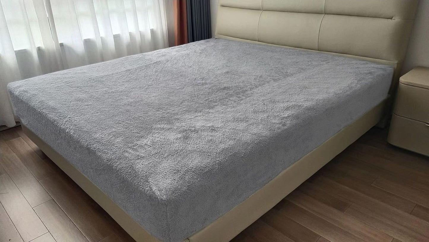 SUPER SOFT TEDDY BEAR FUR SHERPA CUDDLY COSY WARM EXTRA DEEP FLEECE FITTED SHEET BEDDING BED LINEN