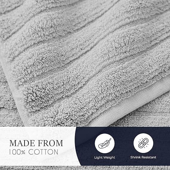 Pack of 2 Jumbo Ribbed Bath Sheet Bathroom Large Bath Towel Highly Absorbent Quick Dry Super Soft 100% Cotton Extra Large Bath Sheets