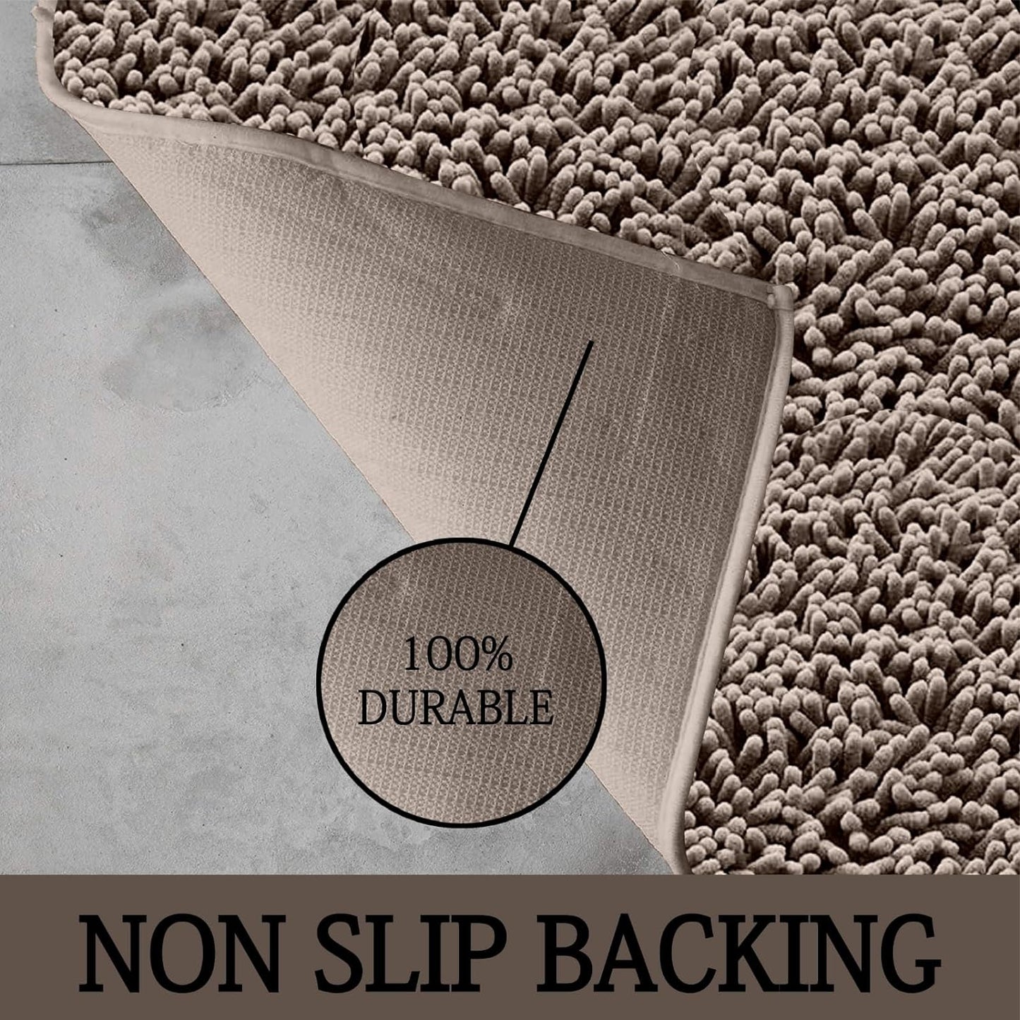 2 Piece Loop Bath Mats for Bathroom - Non Slip Chenille Bath Mat Set Rugs, Extra Soft with Water Absorbent Pedestal Bathmat Shower Toilet Mat