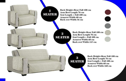 Quilted Sofa Cover Pet Dog Kids Barrier- Slipcover Reversible Furniture Protector Washable Couch Covers with Elastic Straps Anti-Slip Wrinkle Resistant