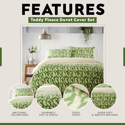 Teddy Fleece Duvet Cover Set Printed Super Soft Quilt Sets Warm Winter Bedding With Sherpa Reverse