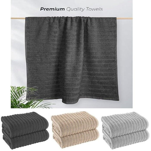 Pack of 2 Jumbo Ribbed Bath Sheet Bathroom Large Bath Towel Highly Absorbent Quick Dry Super Soft 100% Cotton Extra Large Bath Sheets