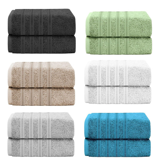 Ritz Collection 2 Pack Jumbo Bath Sheet Viscose Stripe Towels Range Highly Absorbent and Super Soft Extra Large Bathsheets Towel Sets
