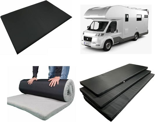 Caravan Camping Campervan Foam Mattress Topper VW T4 T5 Westfalia California Mercedes Marco Polo - 190 X 120 X 5 CM (DOUBLE BED) BLACK