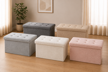 Ottoman Storage Toy Box Teddy Boucle Bench Seat Folding Footstool Chest Large XL
