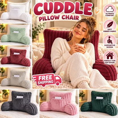 Fleece Reading Pillow with Arms – Cuddle Chair Back Support Bed Rest Cushion