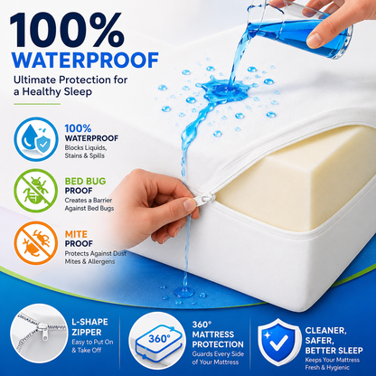Waterproof Anti Bug Zipped Mattress Protector – Total Encasement Cover All Sizes