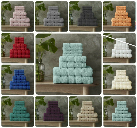 Egyptian Cotton Bath Towels Super Absorbent Quick Dry Extra Soft Hand & Face Towels 8 pcs Bale Set