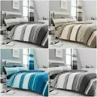 Hudson Stripe Duvet Quilt Cover & Pillow Case Bedding Set Grey Natural Teal