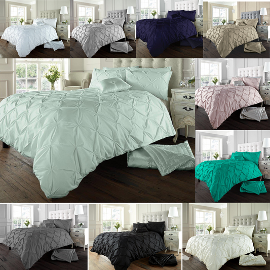 Pintuck Pleated Alford Duvet Cover Set Bedding With Pillowcase All UK Sizes