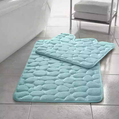 Memory Foam Pebble Memory Foam Pebble Bath Mat Set Pedestal Bathroom Rug 2 Piece Soft Absorbent Non Slip Silver Bath Mat (50CM X 80 CM) & Pedestal Mat (50CM X 40 CM) Approximate