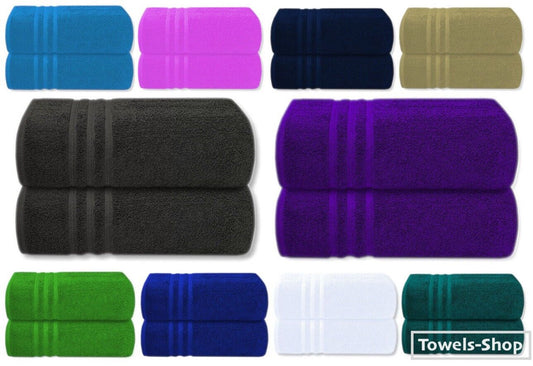 Pack of 2 Extra Large Jumbo Bath Sheets - Beach Towels 100% Cotton  Huge Size (85 x 200 cm)