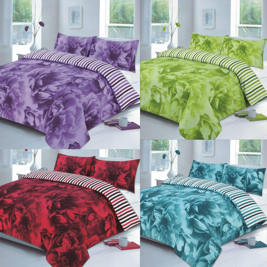 Rose Pattern Floral Luxurious Modern Style Duvet Cover Sets Reversible Bedding Sets