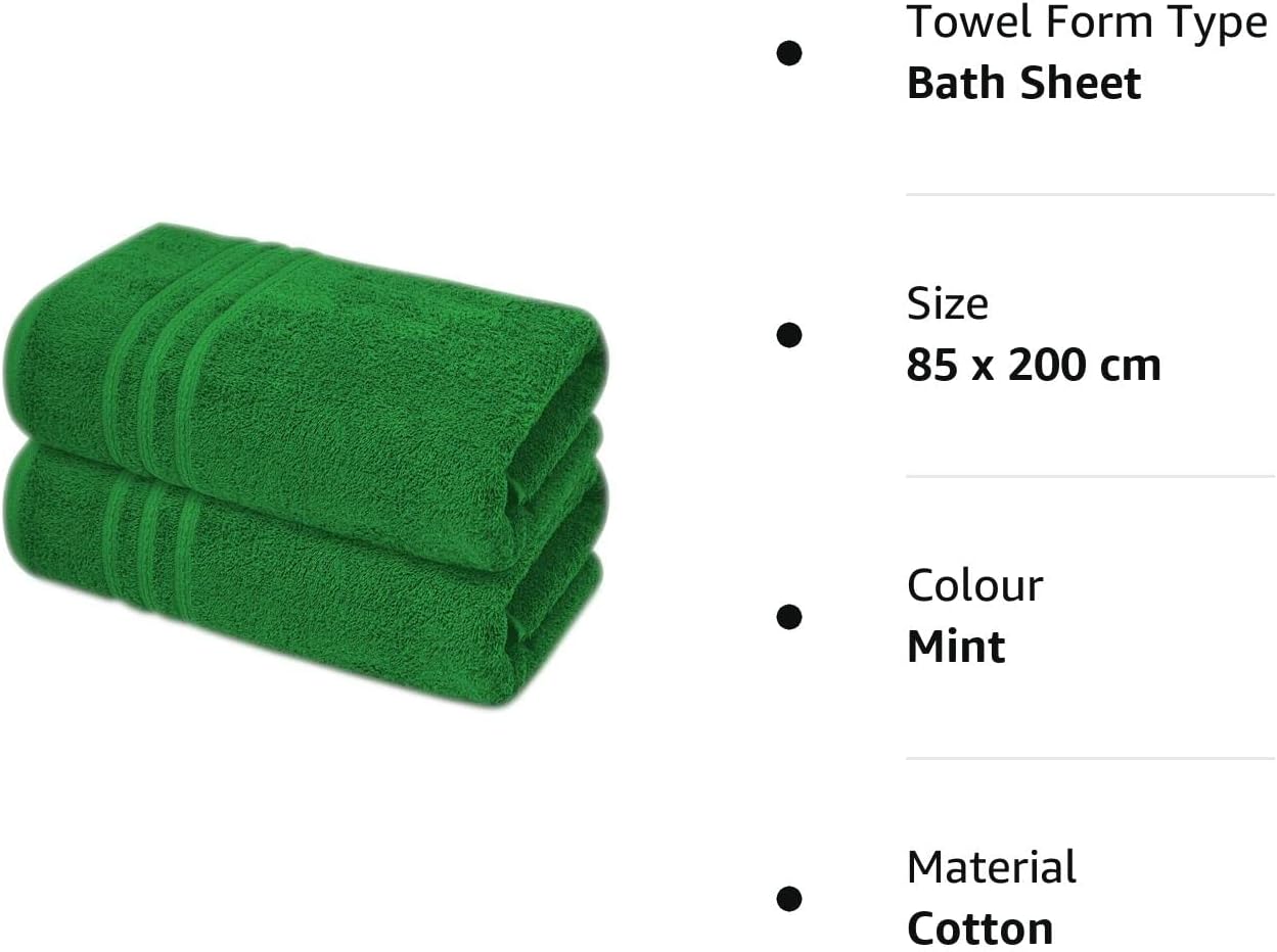 Pack of 2 Extra Large Jumbo Bath Sheets - Beach Towels 100% Cotton  Huge Size (85 x 200 cm)