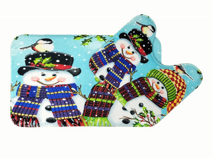 New Christmas Festive Pattern Memory Foam 2 Pieces Bath Mat and Pedestal Mat Set Anti Slip Extra Absorbent Super Soft Regular Size