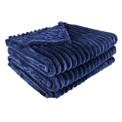Ribbed Throws Fleece Blanket Chunky Cord Faux Fur Large Size Sofa Bed Corded