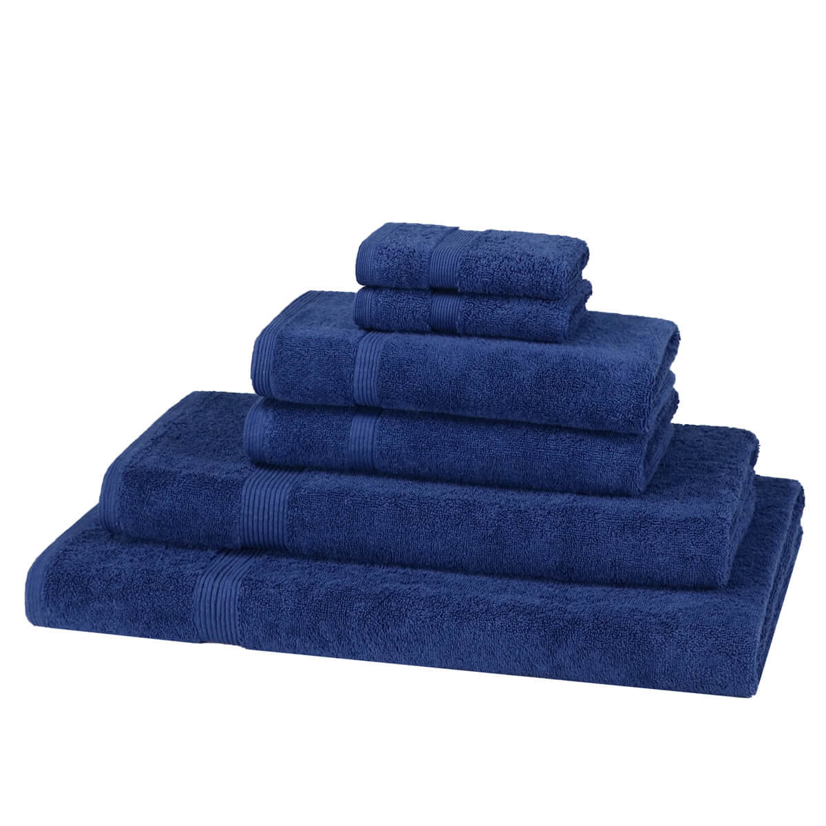600GSM cotton 6 piece towel bale set in Navy Blue — deep classic bathroom towel bundle