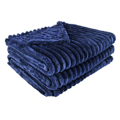 Ribbed Throws Fleece Blanket Chunky Cord Faux Fur Large Size Sofa Bed Corded