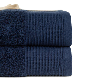 Navy Blue 100% Pure Organic Cotton Bath Towel gift ribboned pack of 2