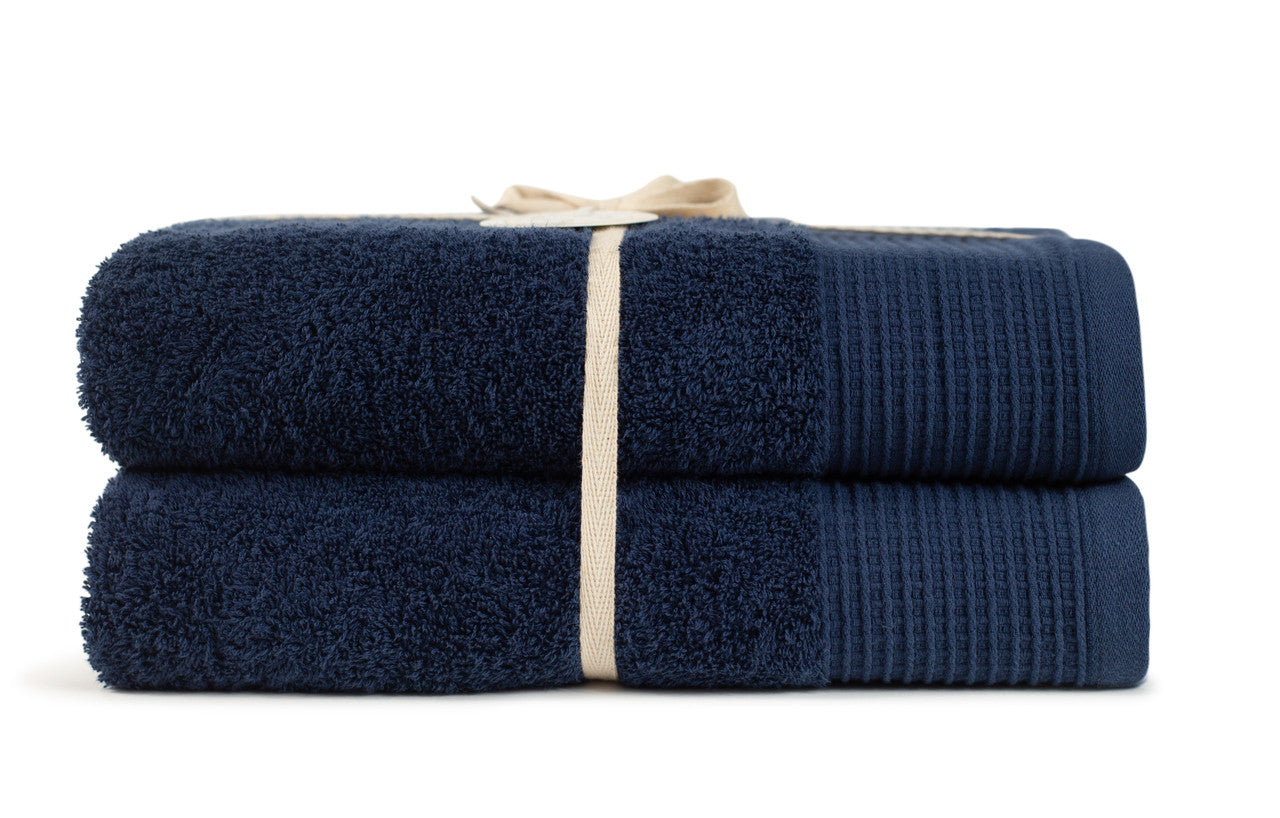 Navy Blue 100% Pure Organic Cotton Bath Sheet folded 630 GSM