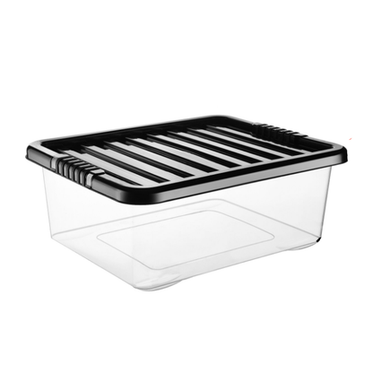 Plastic Storage Boxes Clear Box with Lid Office Stackable Containers 28L
