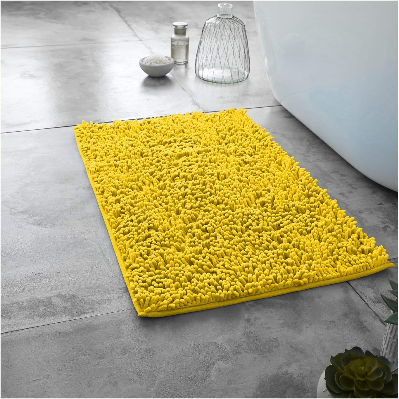 2 Piece Loop Bath Mats for Bathroom - Non Slip Chenille Bath Mat Set Rugs, Extra Soft with Water Absorbent Pedestal Bathmat Shower Toilet Mat