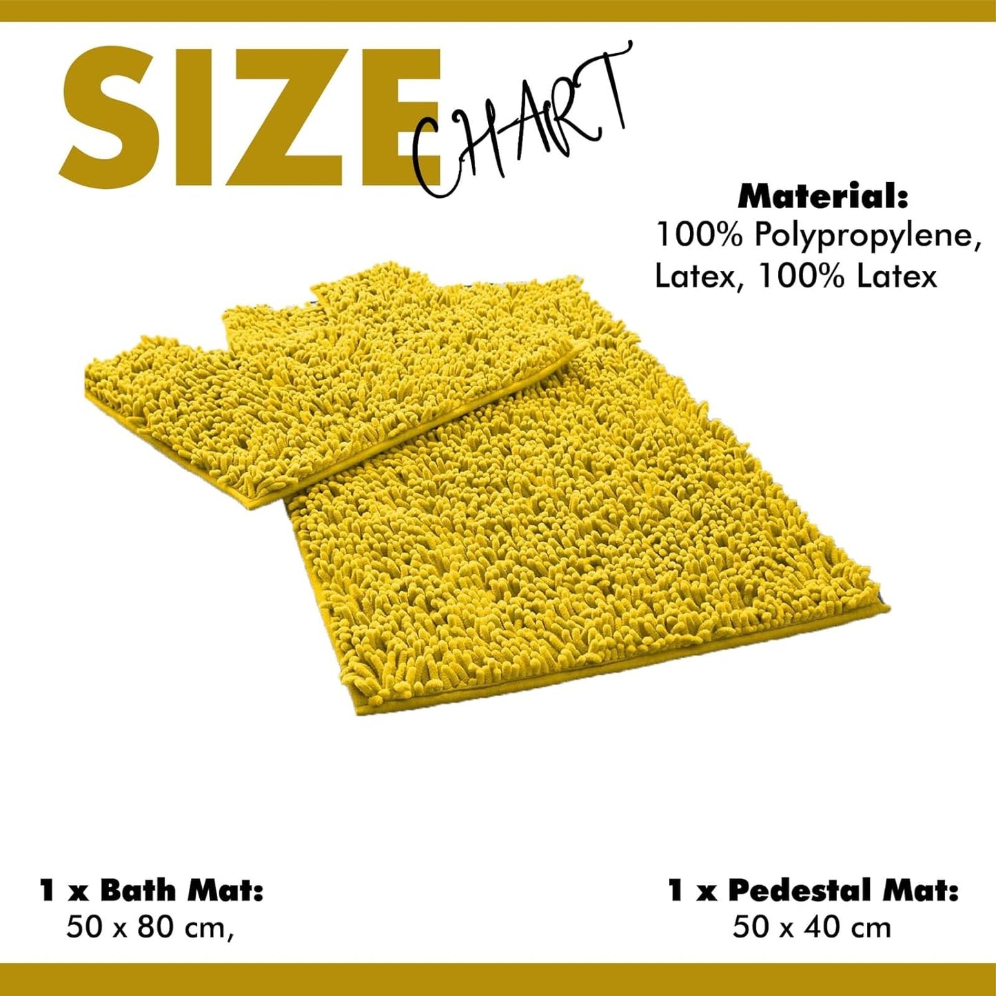 2 Piece Loop Bath Mats for Bathroom - Non Slip Chenille Bath Mat Set Rugs, Extra Soft with Water Absorbent Pedestal Bathmat Shower Toilet Mat