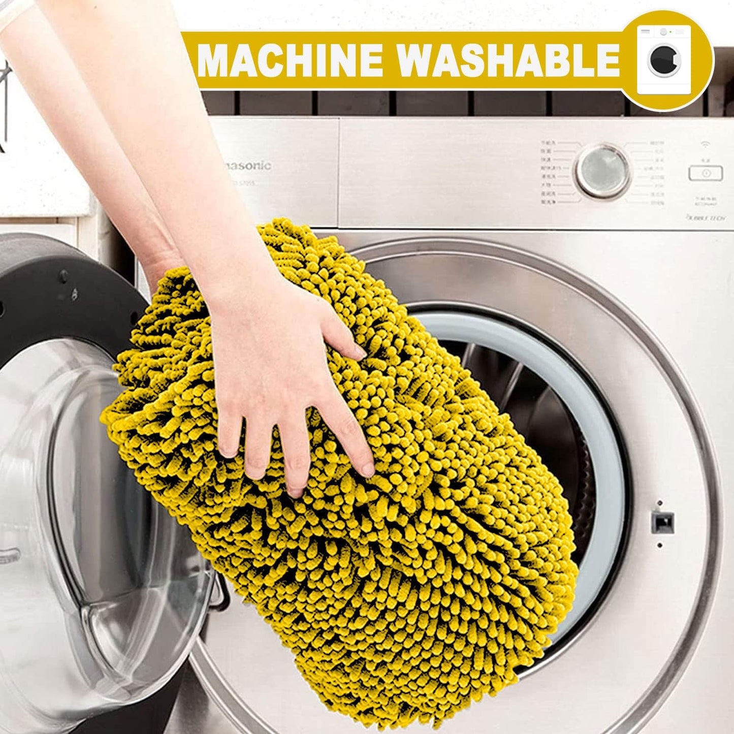 2 Piece Loop Bath Mats for Bathroom - Non Slip Chenille Bath Mat Set Rugs, Extra Soft with Water Absorbent Pedestal Bathmat Shower Toilet Mat