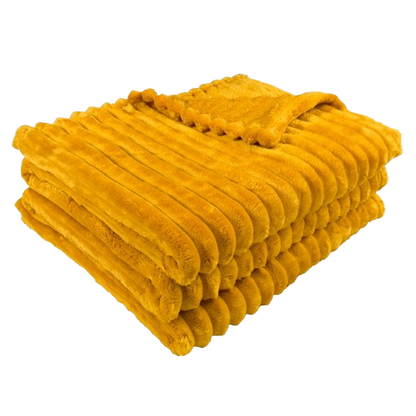 Ribbed Throws Fleece Blanket Chunky Cord Faux Fur Large Size Sofa Bed Corded