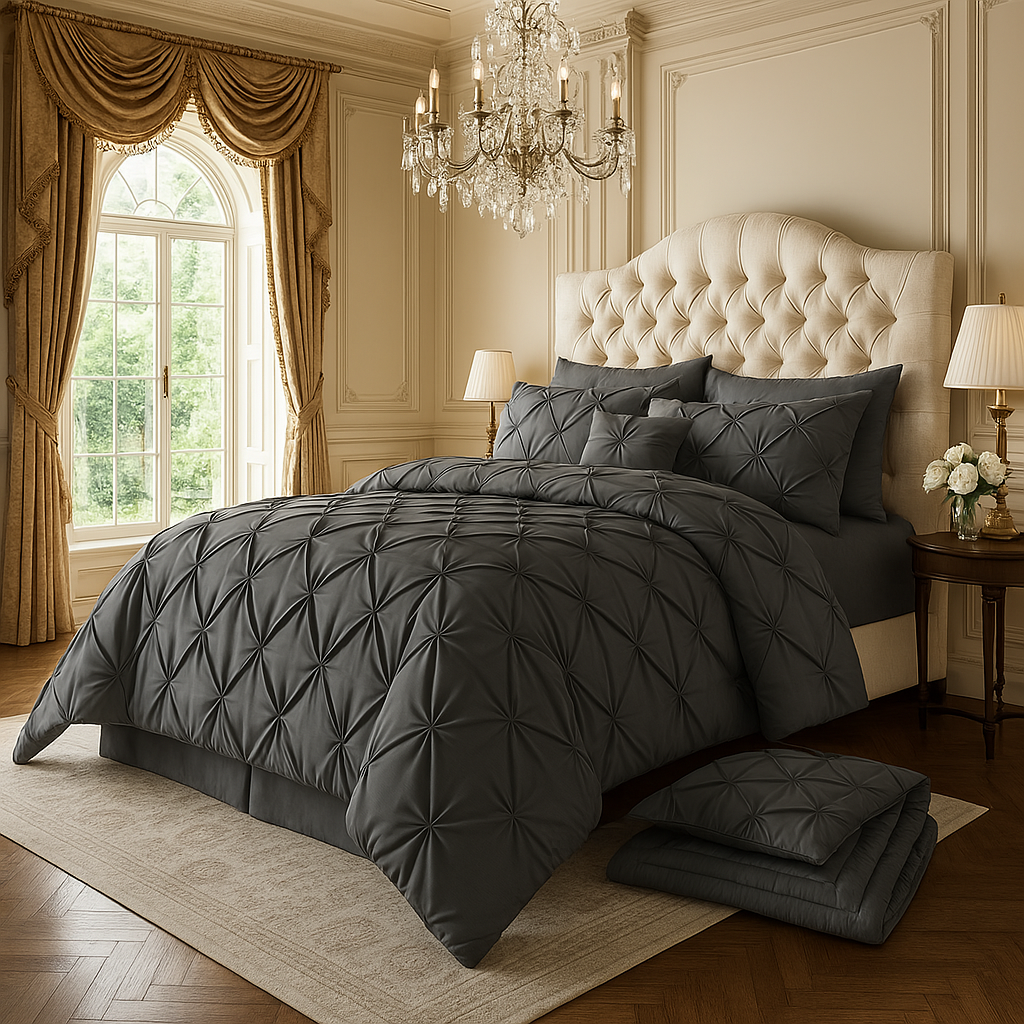 Pintuck Pleated Alford Duvet Cover Set Bedding With Pillowcase All UK Sizes