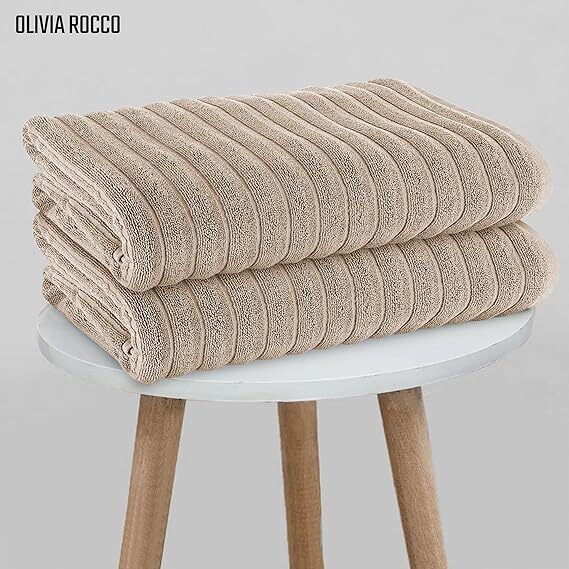 Pack of 2 Jumbo Ribbed Bath Sheet Bathroom Large Bath Towel Highly Absorbent Quick Dry Super Soft 100% Cotton Extra Large Bath Sheets