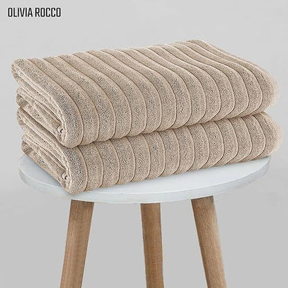 Pack of 2 Jumbo Ribbed Bath Sheet Bathroom Large Bath Towel Highly Absorbent Quick Dry Super Soft 100% Cotton Extra Large Bath Sheets