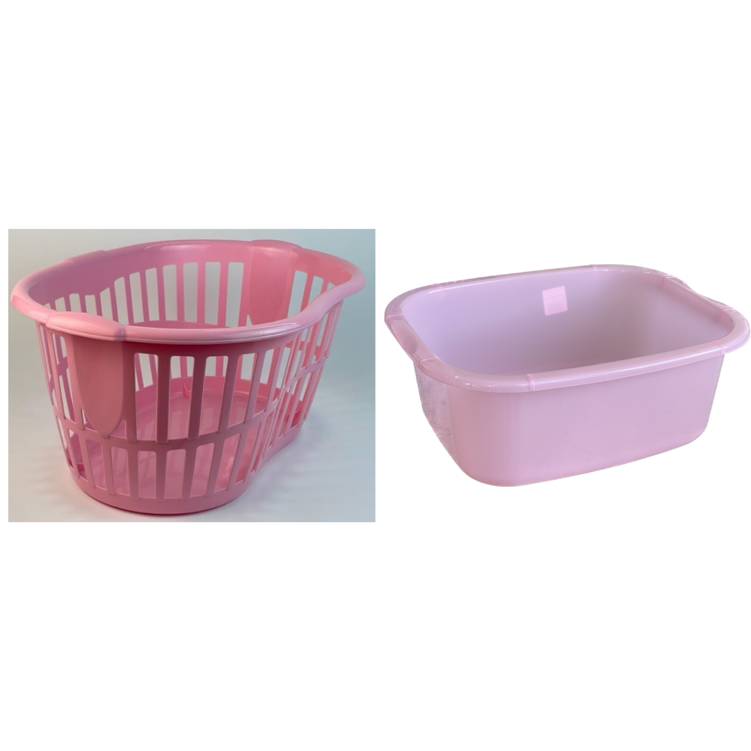 34L Hipster Laundry Basket Plastic Clothes Storage Bin Hamper & 11L Wash up Bowl