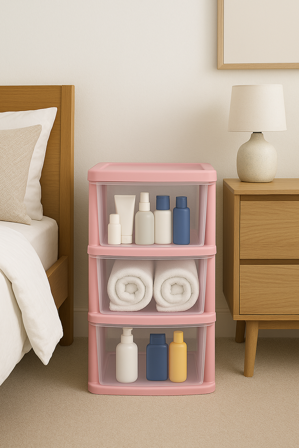 Plastic 3 Tier Drawer Tower Unit Chest Drawer School Office Home Storage