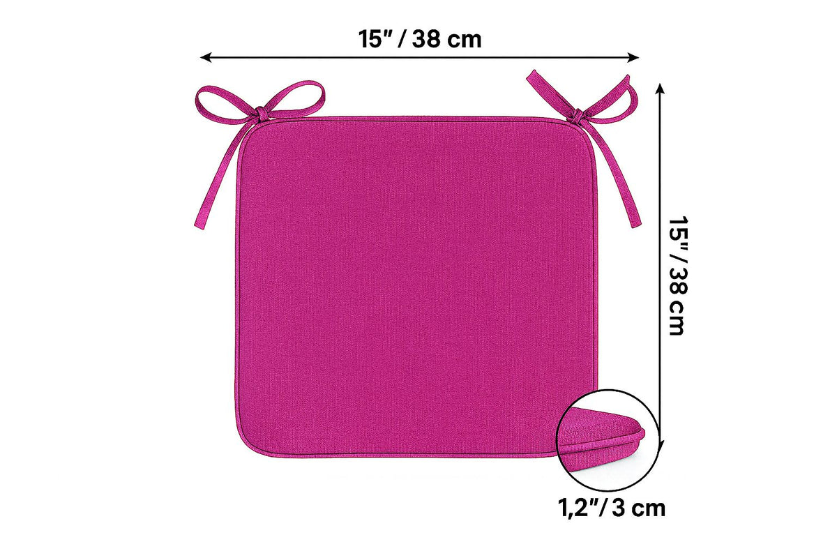 3cm Thick Tie-On Chair Cushions – Indoor Outdoor Seat Pads Square 38x38cm