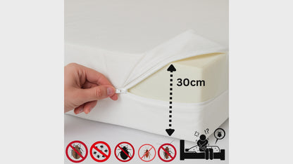 Anti Bed Bug Mattress Protector Zipped Waterproof Cover – Full Encasement Zip Closure – Breathable, Dust Mite & Allergy Barrier – Soft Noiseless Fabric – Single, Double, King & Super King Sizes – Bed Bug Proof Mattress Cover for Total Protection