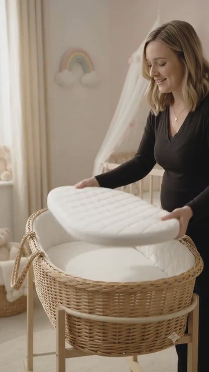 Moses Basket Pram Mattress Extra Thick – Breathable Soft Made in UK All Sizes