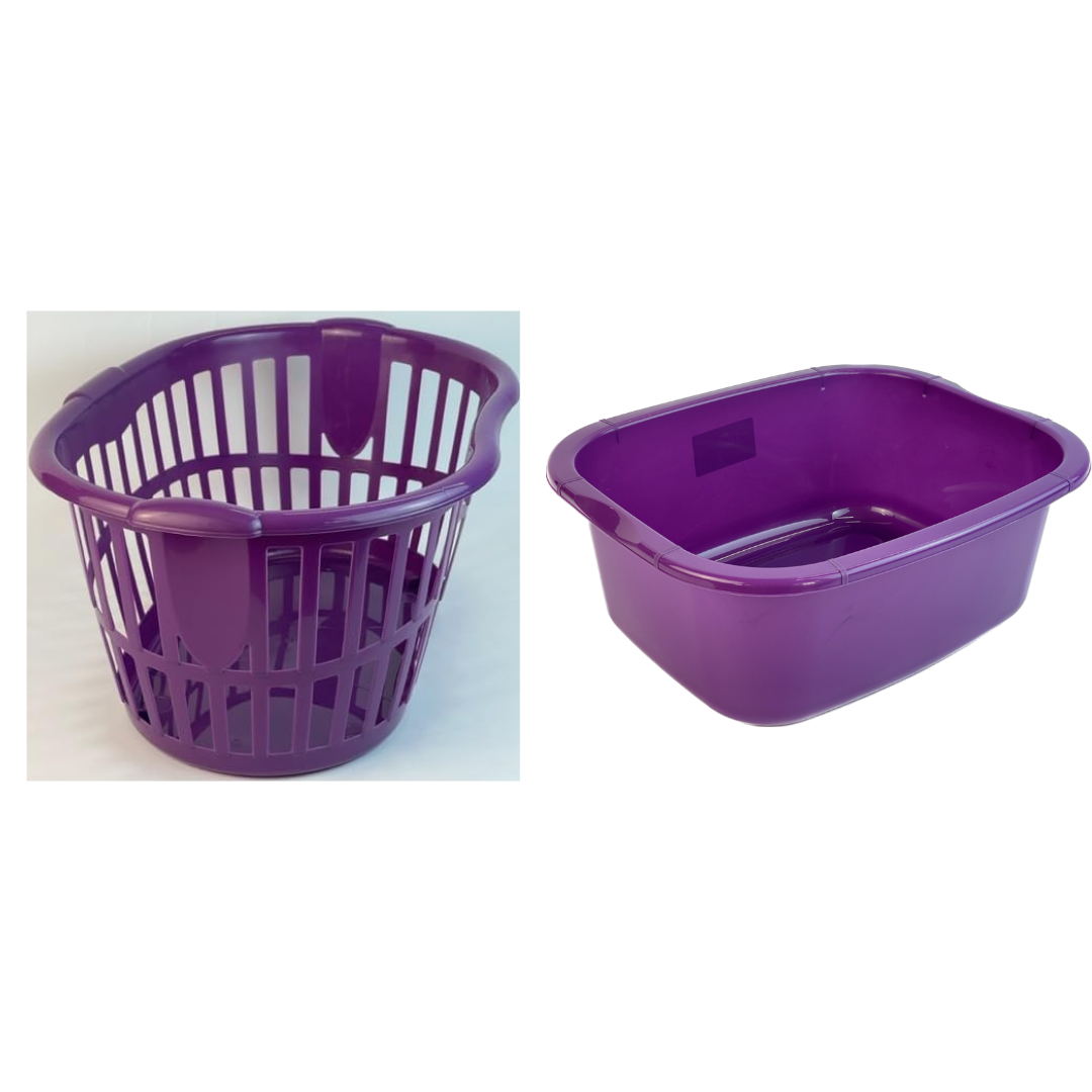 34L Hipster Laundry Basket Plastic Clothes Storage Bin Hamper & 11L Wash up Bowl