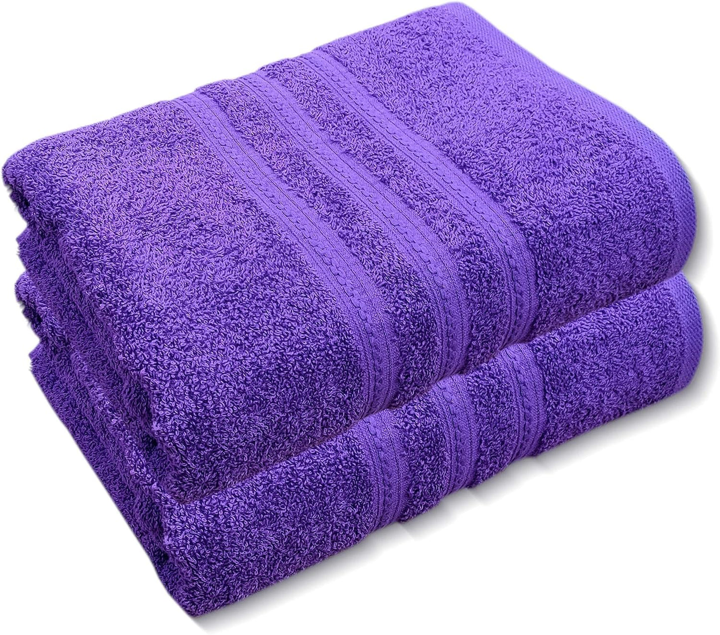 Pack of 2 Extra Large Jumbo Bath Sheets - Beach Towels 100% Cotton  Huge Size (85 x 200 cm)