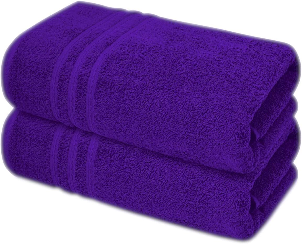 Pack of 2 Extra Large Jumbo Bath Sheets - Beach Towels 100% Cotton  Huge Size (85 x 200 cm)