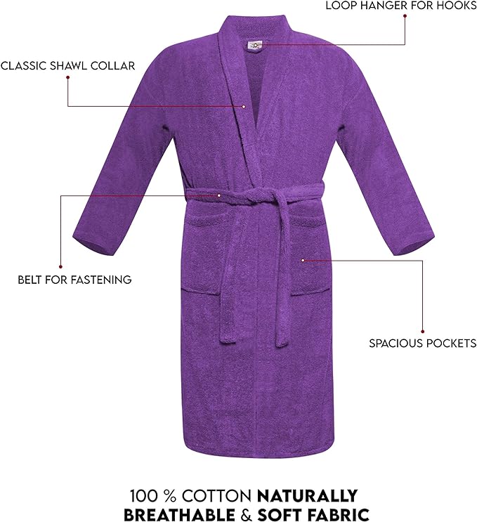 100% Egyptian Cotton Bath Robe Terry Towelling Robe Dressing Gown Luxury and Super Soft Womens Nightwear Mens House Gown
