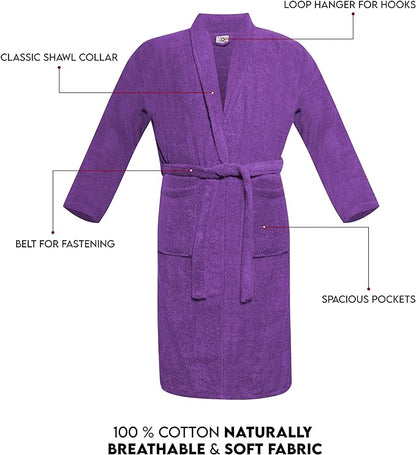 100% Egyptian Cotton Bath Robe Terry Towelling Robe Dressing Gown Luxury and Super Soft Womens Nightwear Mens House Gown