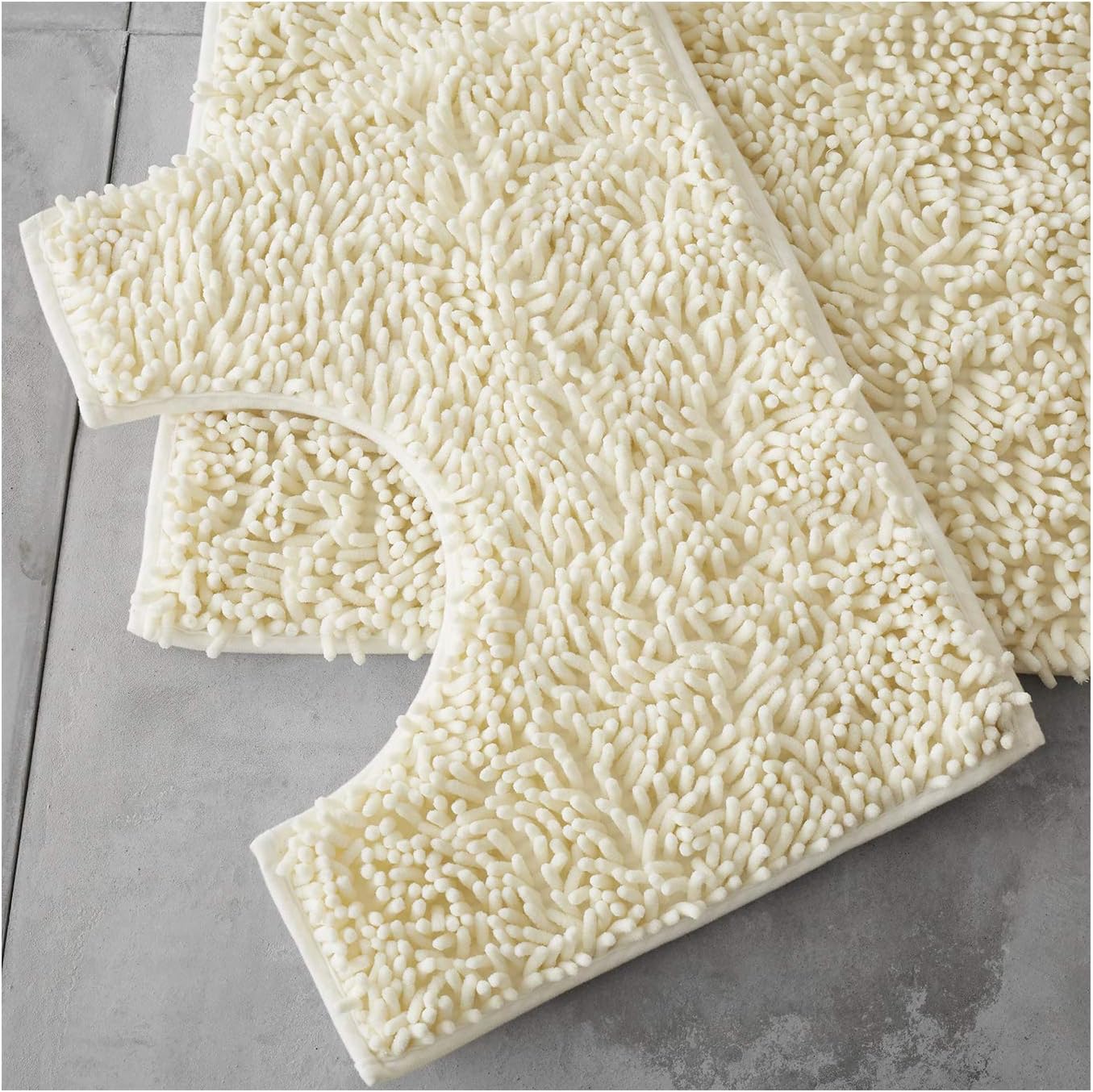 2 Piece Loop Bath Mats for Bathroom - Non Slip Chenille Bath Mat Set Rugs, Extra Soft with Water Absorbent Pedestal Bathmat Shower Toilet Mat