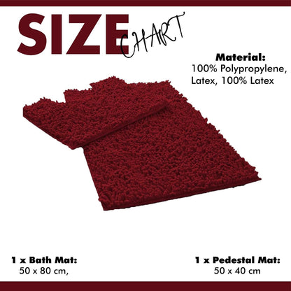 2 Piece Loop Bath Mats for Bathroom - Non Slip Chenille Bath Mat Set Rugs, Extra Soft with Water Absorbent Pedestal Bathmat Shower Toilet Mat