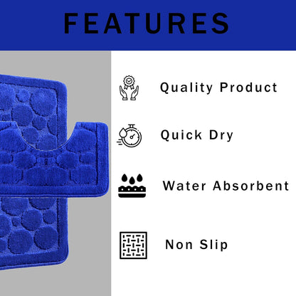 Cali Bubbles 2 Piece Bath Mat & Pedestal Set Non Slip Soft Absorbent Toilet Bathroom Mats Sets