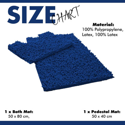 2 Piece Loop Bath Mats for Bathroom - Non Slip Chenille Bath Mat Set Rugs, Extra Soft with Water Absorbent Pedestal Bathmat Shower Toilet Mat