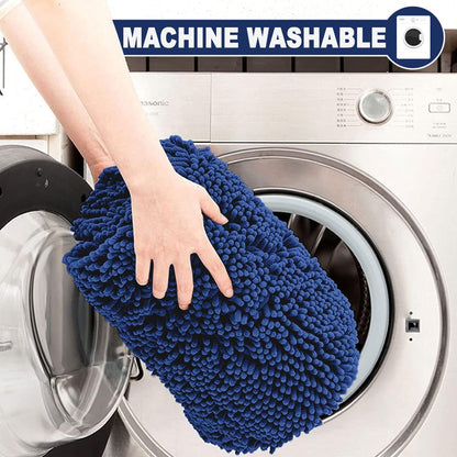 2 Piece Loop Bath Mats for Bathroom - Non Slip Chenille Bath Mat Set Rugs, Extra Soft with Water Absorbent Pedestal Bathmat Shower Toilet Mat