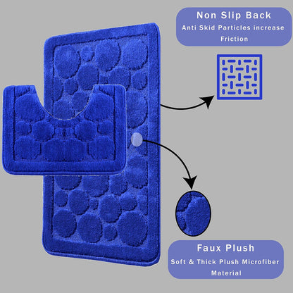 Cali Bubbles 2 Piece Bath Mat & Pedestal Set Non Slip Soft Absorbent Toilet Bathroom Mats Sets