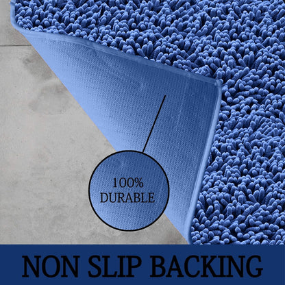 2 Piece Loop Bath Mats for Bathroom - Non Slip Chenille Bath Mat Set Rugs, Extra Soft with Water Absorbent Pedestal Bathmat Shower Toilet Mat